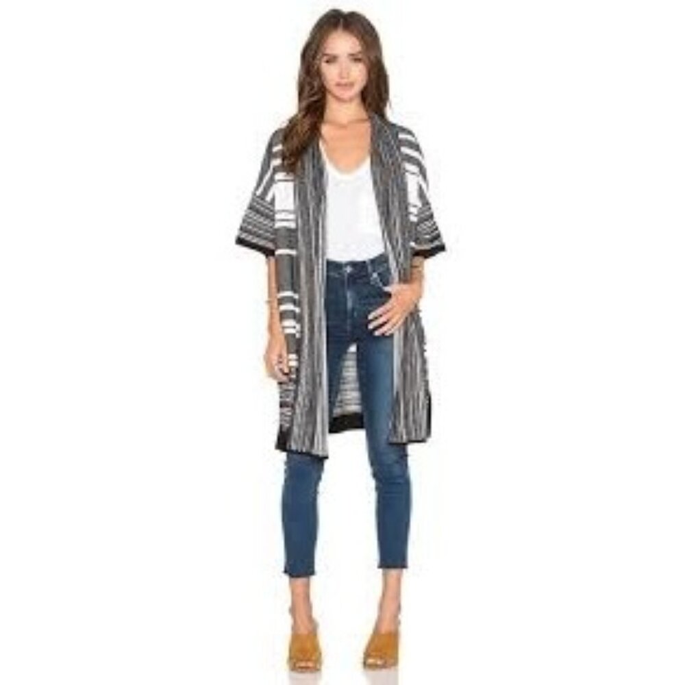 Vince Womens Striped Open Front Dolman Cardigan Sweater L RA10142 $275 Cotton